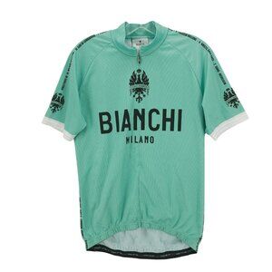 BIANCHI MILANO Cycling Jersey Green Short Sleeve 1/2 Zip Italy EUC Size XL